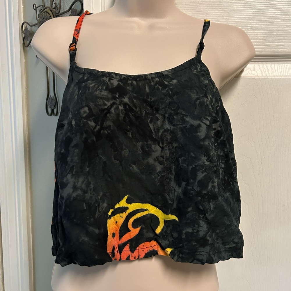 ULUWATU Black & Orange Women's Crop Top One Size Grunge Witchy Festival Hawaii